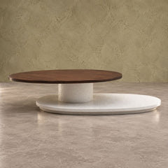 Swivel Rotating 2-Tier Solid Wood Centre Table - Centre Tables - Gharaana