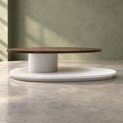 Swivel Rotating 2-Tier Solid Wood Centre Table - Centre Tables - Gharaana