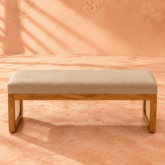 Harmony Plush Wooden Bench - Dining Chairs - Gharaana