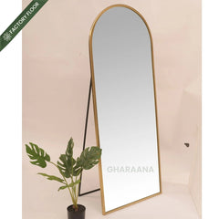 Arched Metal Floor Mirror with Stand - Mirrors - Gharaana