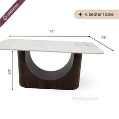 Bruno Marble-Top Wooden Dining Table Set - Dining Set - Gharaana