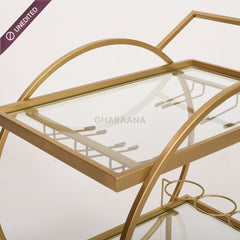 Forager 2-Tier Glass Bar Trolley - Trolleys - Gharaana