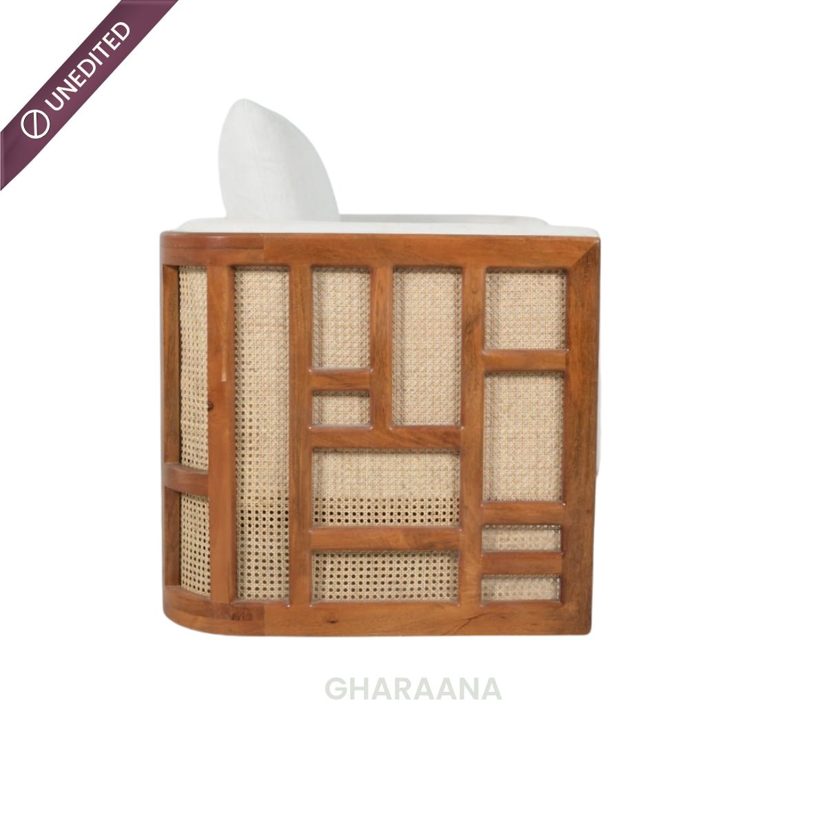 Veda Wooden Upholstered Armchair - Armchairs - Gharaana
