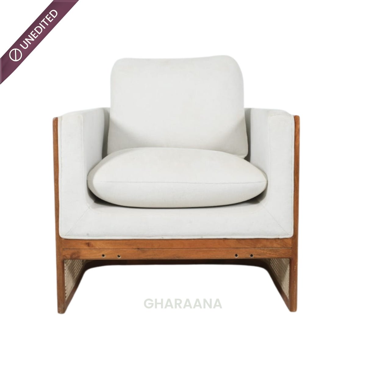 Veda Wooden Upholstered Armchair - Armchairs - Gharaana