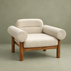 Casa Wooden Plush Armchair