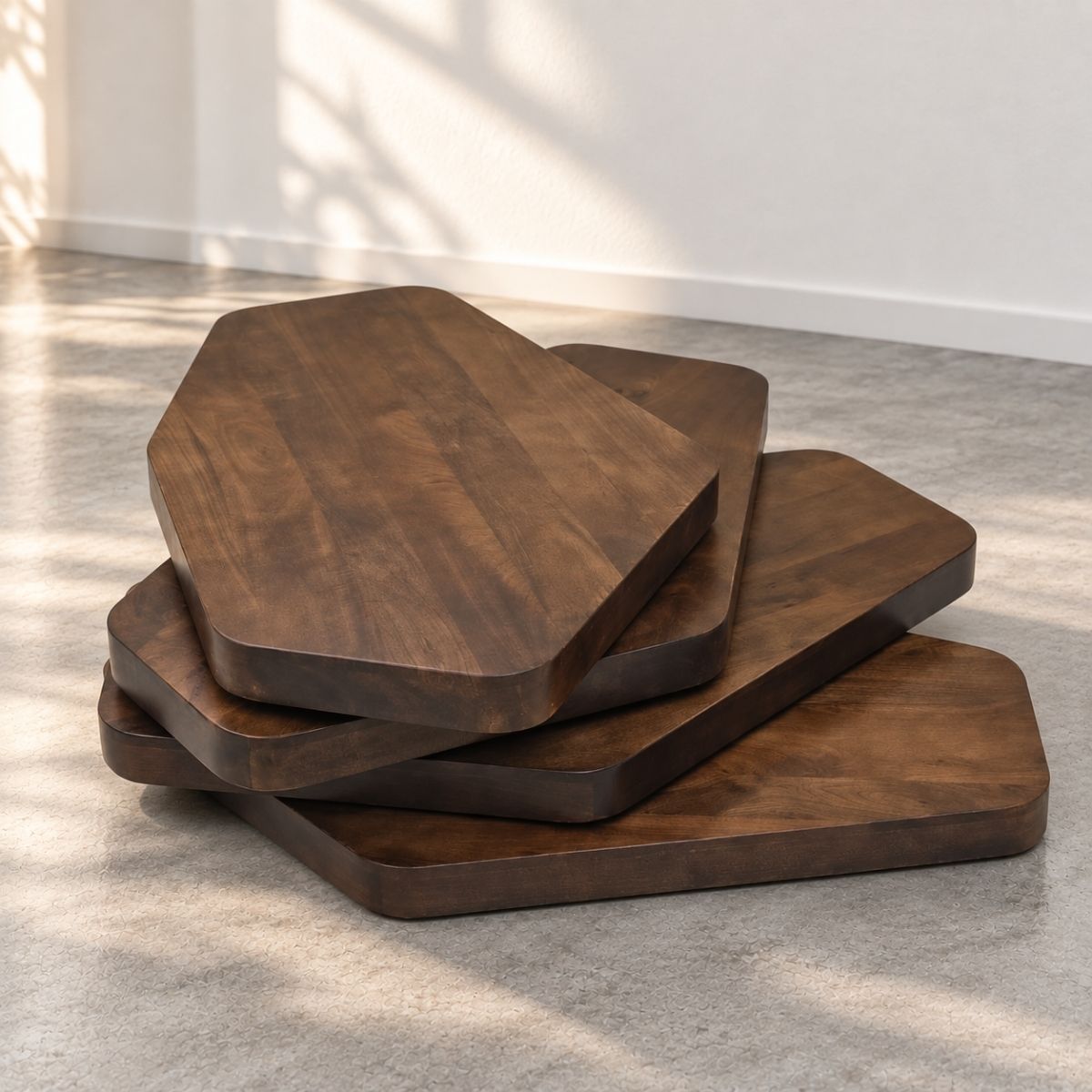 Wind Rotating 4-Tier Solid Wood Centre Table - Centre Tables - Gharaana