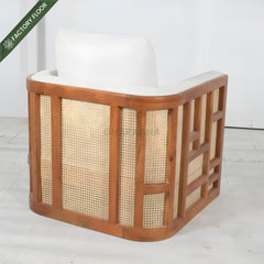 Veda Wooden Upholstered Armchair - Armchairs - Gharaana