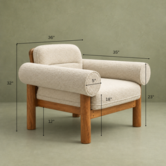 Casa Wooden Plush Armchair