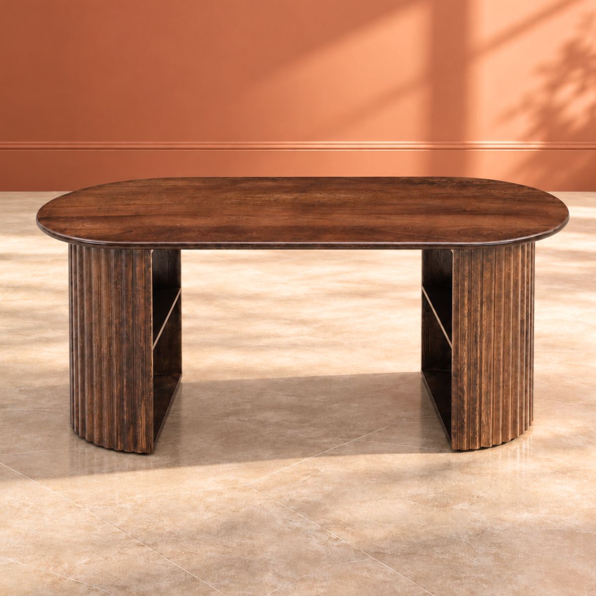 Sloan Fluted Leg Wooden Centre Table - Centre Tables - Gharaana