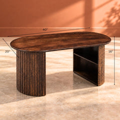 Sloan Fluted Leg Wooden Centre Table - Centre Tables - Gharaana