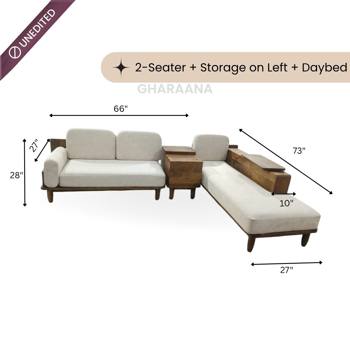 Cara Custom Wooden Upholstered Sofa & Daybed - Sofas - Gharaana