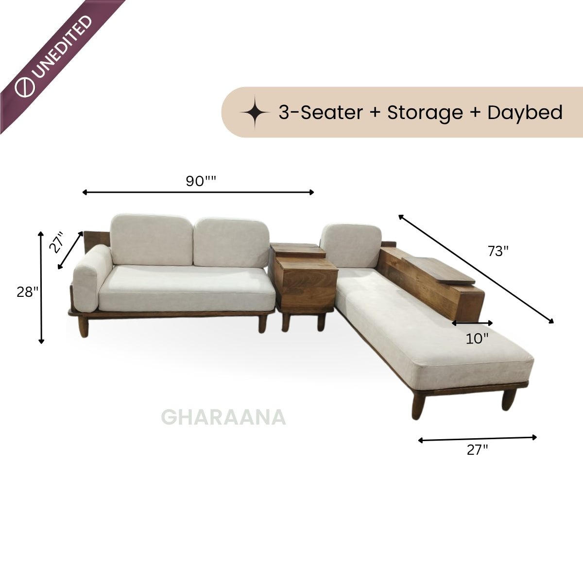 Cara Custom Wooden Upholstered Sofa & Daybed - Sofas - Gharaana
