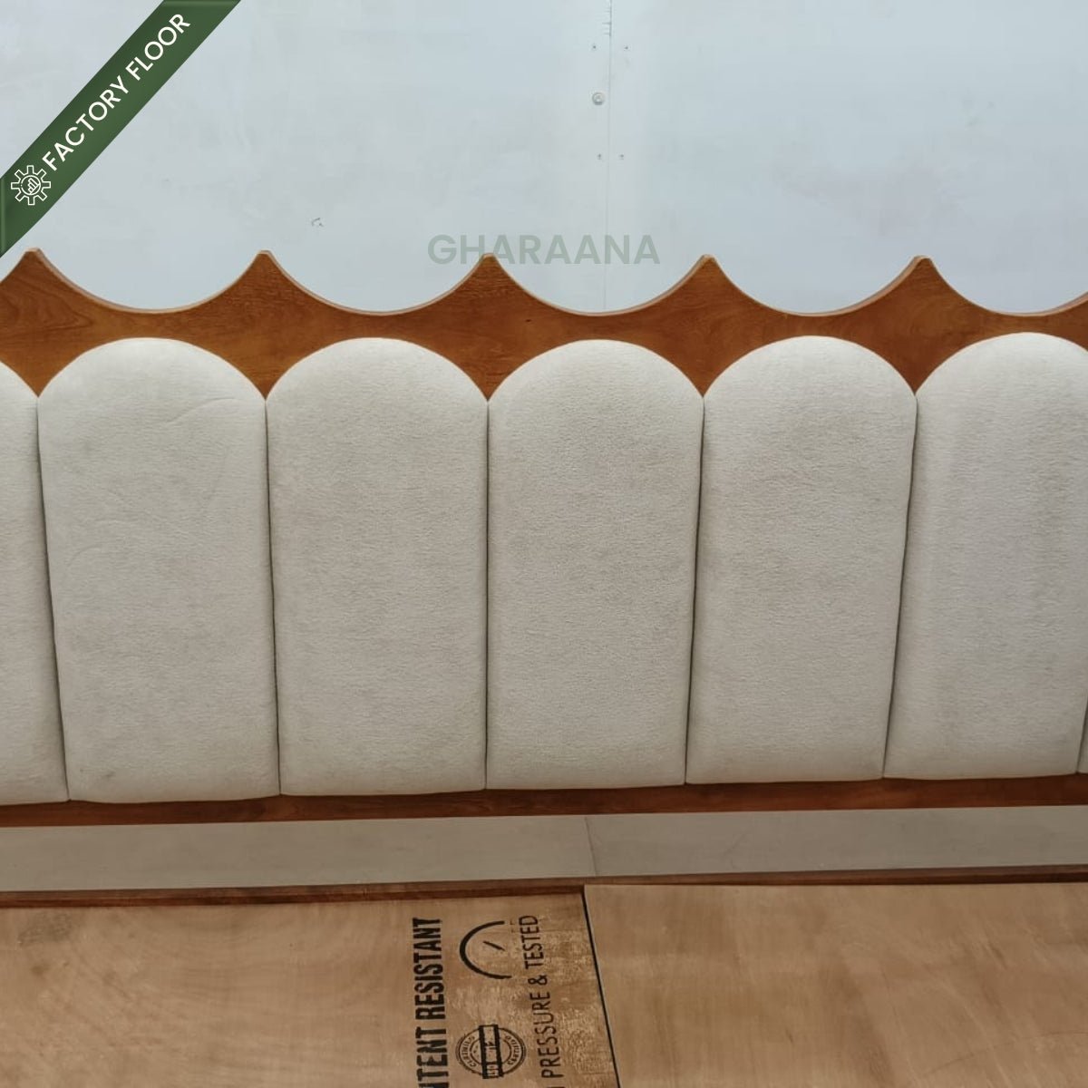 Ellora 100% Solid Wood Upholstered Bed with Bedside Tables - Beds - Gharaana