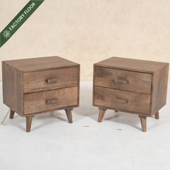 Ellora 100% Solid Wood Upholstered Bed with Bedside Tables - Beds - Gharaana