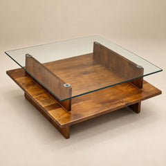 Bella Glass Top Solid Wood Center Table - Centre Tables - Gharaana