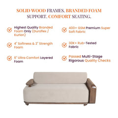 Monte Plush Wooden Upholstered Sofa Set - Sofas - Gharaana