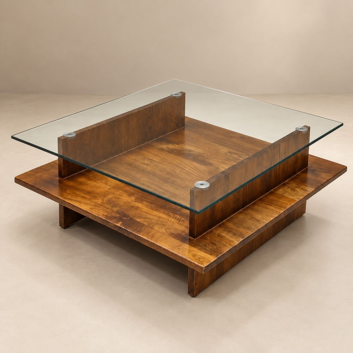 Bella Glass Top Solid Wood Center Table - Centre Tables - Gharaana