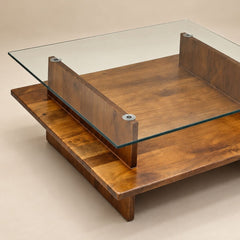 Bella Glass Top Solid Wood Center Table - Centre Tables - Gharaana