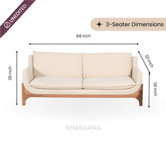 Raya 3-Seater Wooden Upholstered Sofa - Sofas - Gharaana