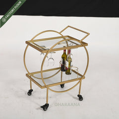 Forager 2-Tier Glass Bar Trolley - Trolleys - Gharaana