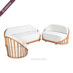 Sloan Plush Wooden Upholstered Sofa Set - Sofas - Gharaana
