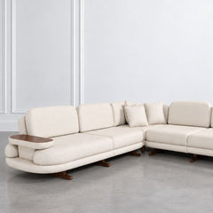 Monarch Wooden Upholstered L-Shaped Sofa Set (Left Aligment) - Sofas - Gharaana