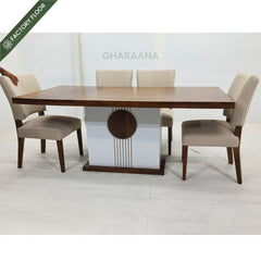 Sunburst Wooden Dining Table Set - Dining Set - Gharaana