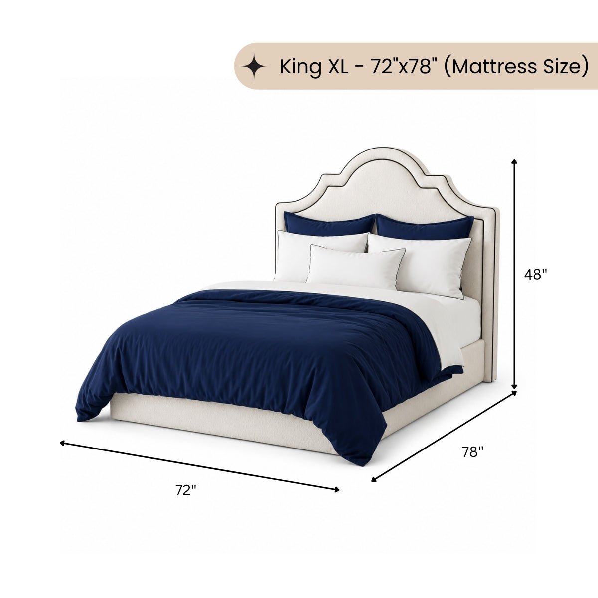 Victorian 100% Solid Wood Upholstered Bed - Beds - Gharaana
