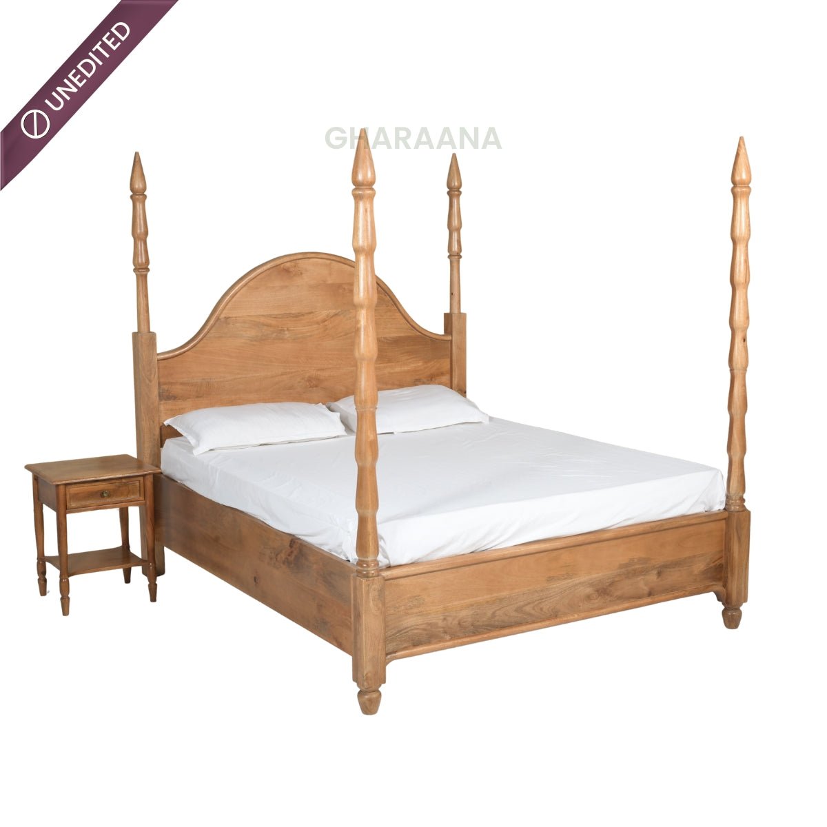 Anaya 100% Solid Wood Poster Bed - Beds - Gharaana