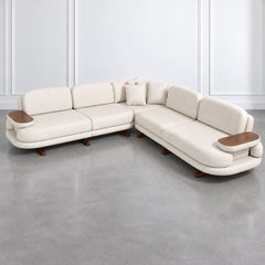 Monarch Wooden Upholstered L-Shaped Sofa Set (Left Aligment) - Sofas - Gharaana