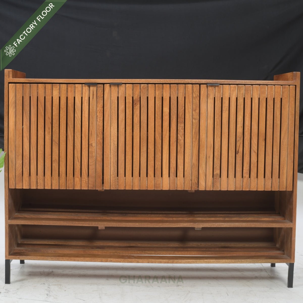 Sylvan Wooden Full Size Shoe Cabinet - Shoe Racks - Gharaana