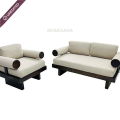 Swiss Wooden Plush Sofa - Armchairs - Gharaana