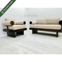 Swiss Wooden Plush Sofa - Armchairs - Gharaana