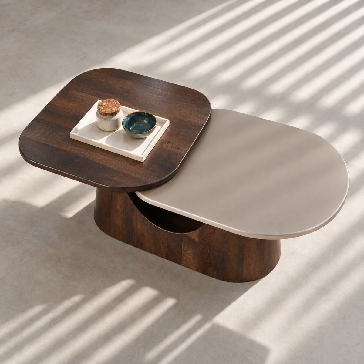 Bruno Solid Wood 2-Tier Center Table - Centre Tables - Gharaana