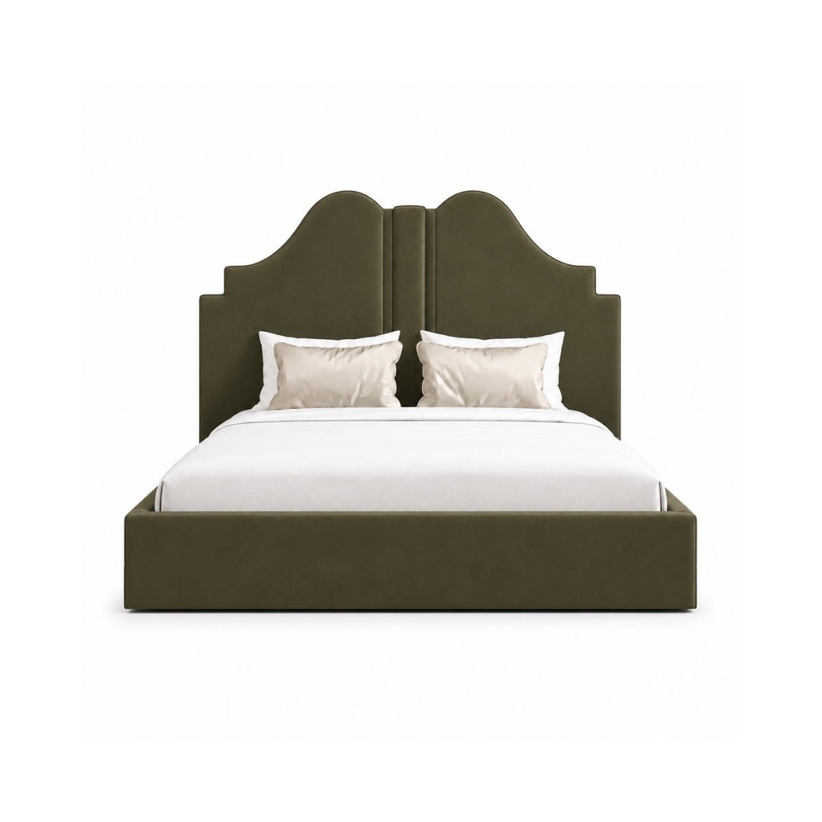 Archie 100% Solid Wood Upholstered Bed - Beds - Gharaana