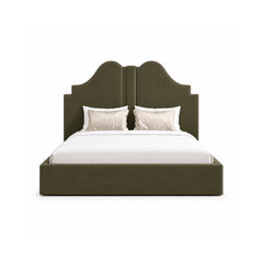 Archie 100% Solid Wood Upholstered Bed - Beds - Gharaana