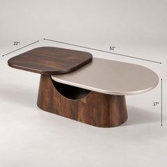 Bruno Solid Wood 2-Tier Center Table - Centre Tables - Gharaana