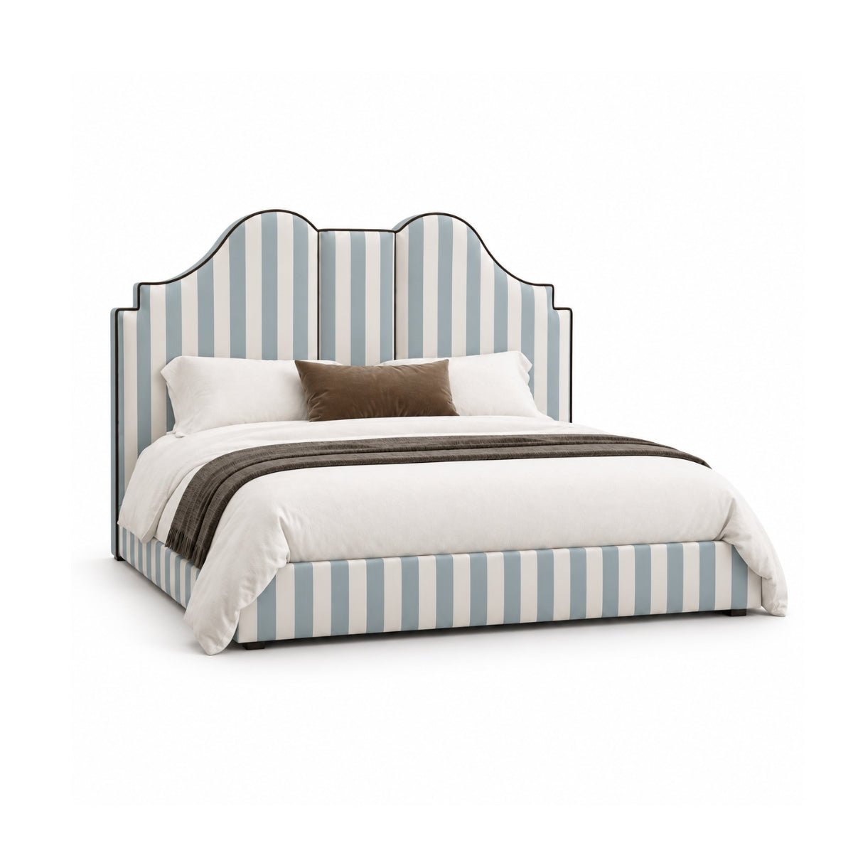 Archie 100% Solid Wood Upholstered Bed - Beds - Gharaana