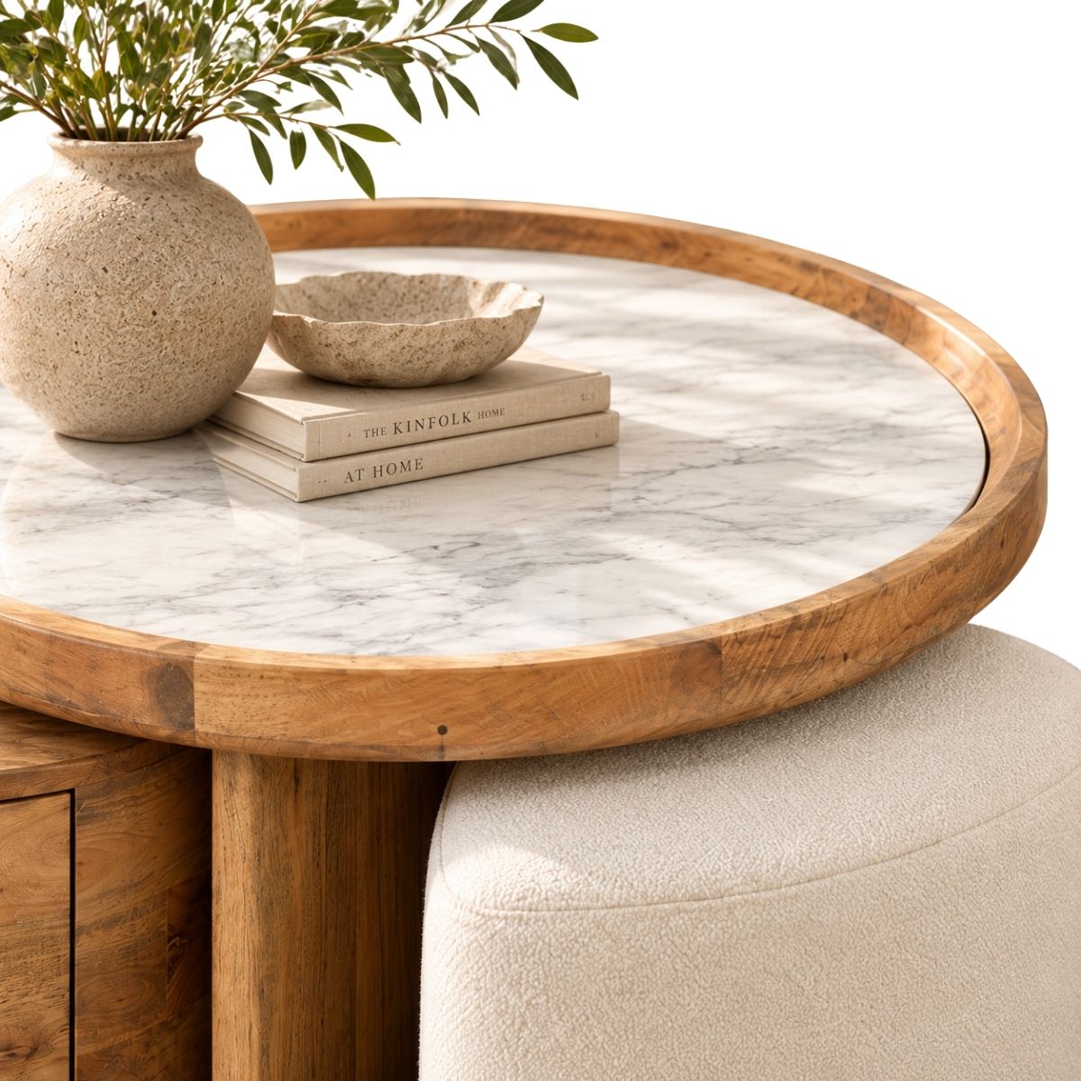 Cara Nesting Storage Solid Wood Centre Table with Seating - Centre Tables - Gharaana