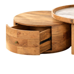 Cara Nesting Storage Solid Wood Centre Table with Seating - Centre Tables - Gharaana
