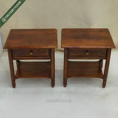 Lavanya Wooden Bedside Table - Bedsides - Gharaana