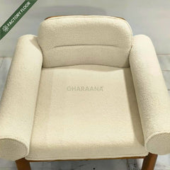 Casa Wooden Plush Armchair - Armchairs - Gharaana