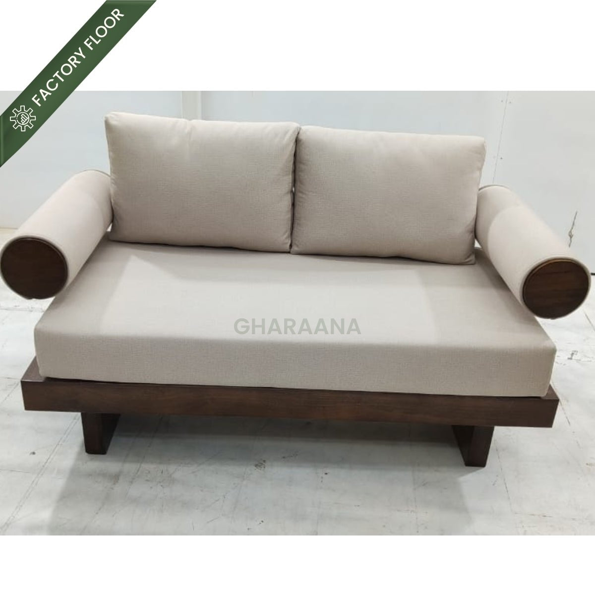 Swiss 2-Seater Wooden Plush Sofa - Armchairs - Gharaana
