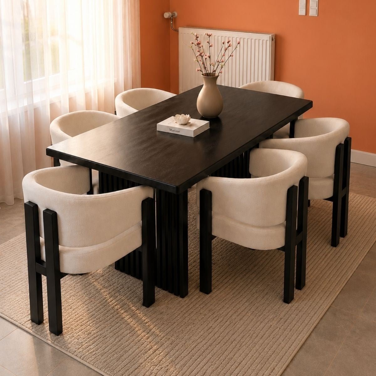 Flute Wooden Dining Table Set - Dining Set - Gharaana