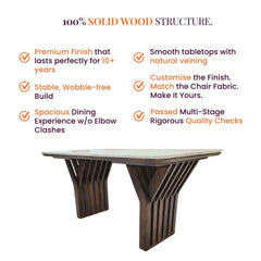 Verona Marble-Top Wooden Dining Table Set - Dining Set - Gharaana