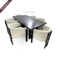 Flute Wooden Dining Table Set - Dining Set - Gharaana