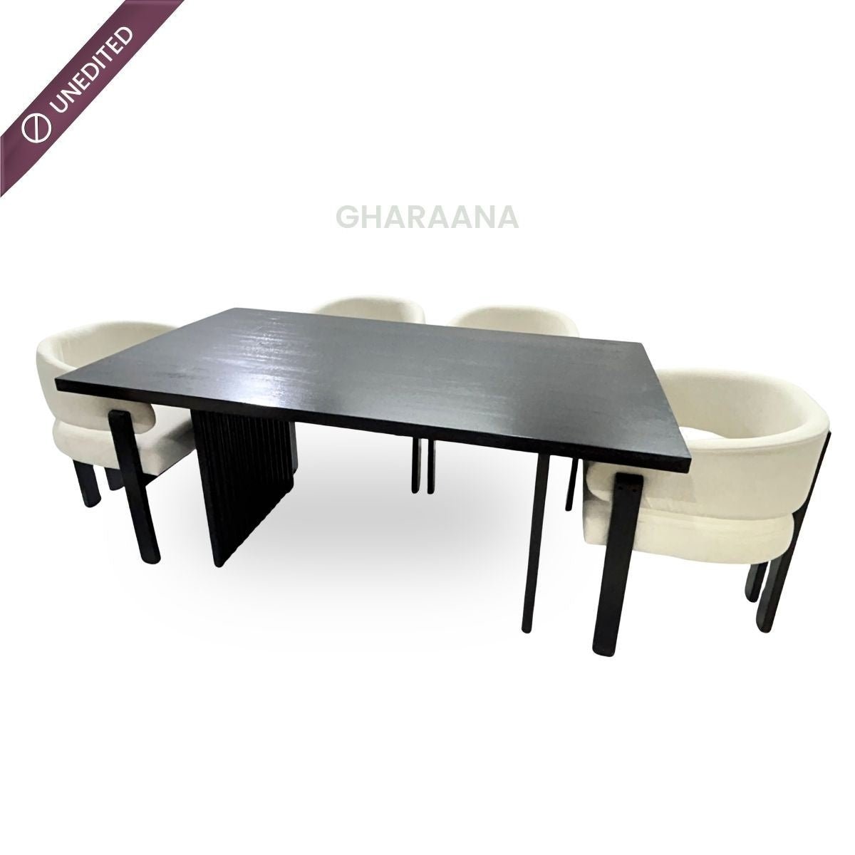 Flute Wooden Dining Table Set - Dining Set - Gharaana