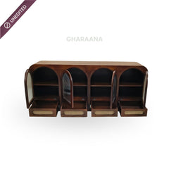 Vyut Wooden 70" Crockery Cabinet - Credenza Hutches - Gharaana