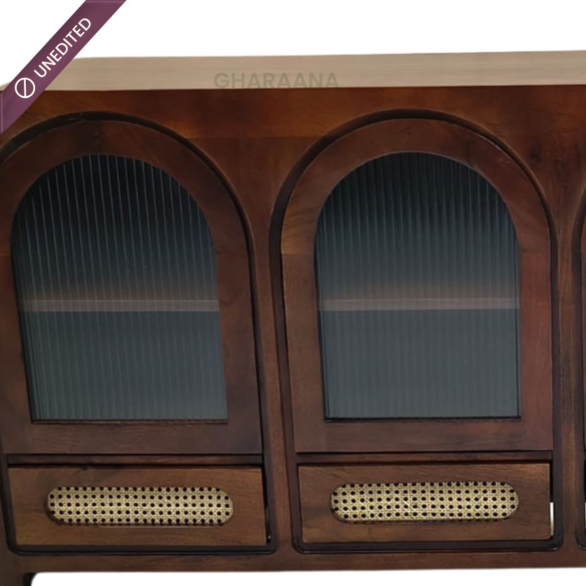 Vyut Wooden 70" Crockery Cabinet - Credenza Hutches - Gharaana