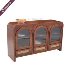 Vyut Wooden 54" Crockery Cabinet - Credenza Hutches - Gharaana